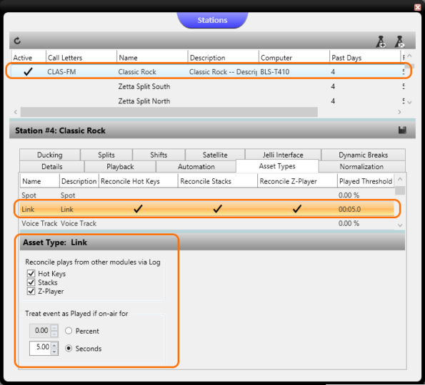 zetta radio asset settings